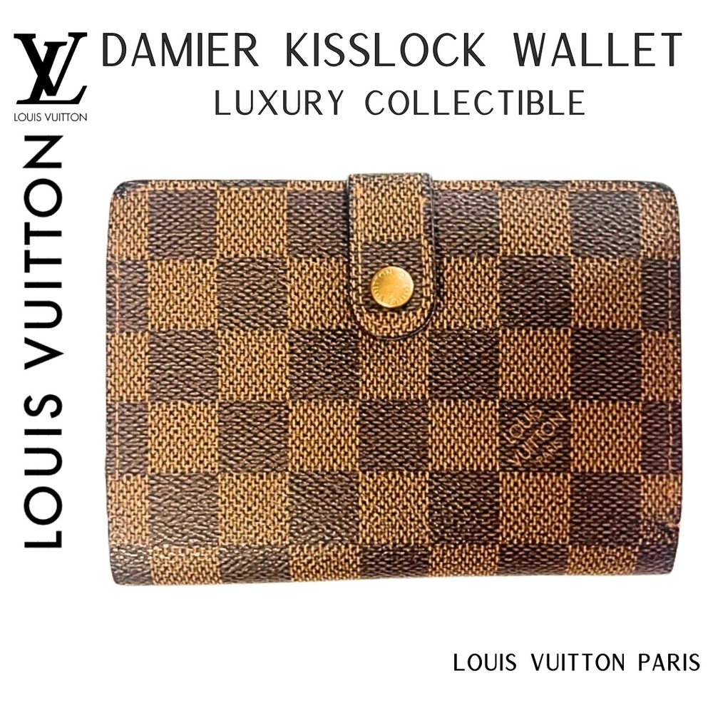 Louis Vuitton Damier Small Kiss-lock Wallet Dark Brown